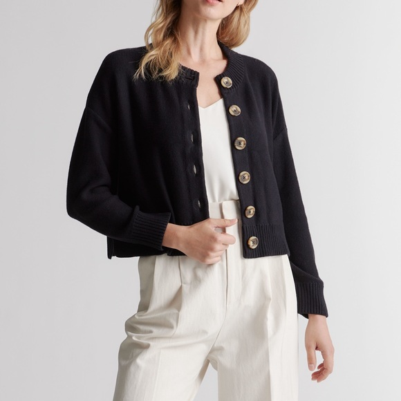 Quince Sweaters - Quince 100% Organic Cotton Button Cropped Cardigan Small